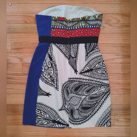 Tibi strapless silk mini dress tribal paisley print 0 - Picture 2 of 7
